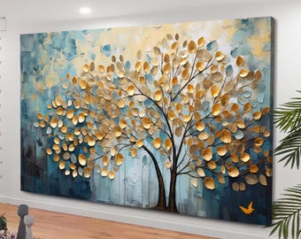 Arte de pared en lienzo con árboles, impresión abstracta de árboles, arte de pared grande, arte original de paisaje floral minimalista, decoración del hogar para sala de estar, arte de árboles, lienzo