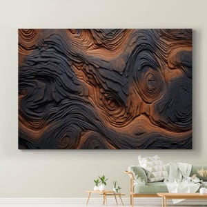 Wood Canvas Wall Art, Wood art background, Abstract organic brown wooden waving waves wall texture, Wood Art Print, Tree Wall Art, Tree Ring