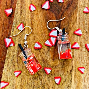 Fruity drink dangle earrings