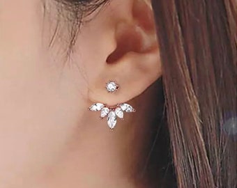 Crystal Flower Jacket Earrings