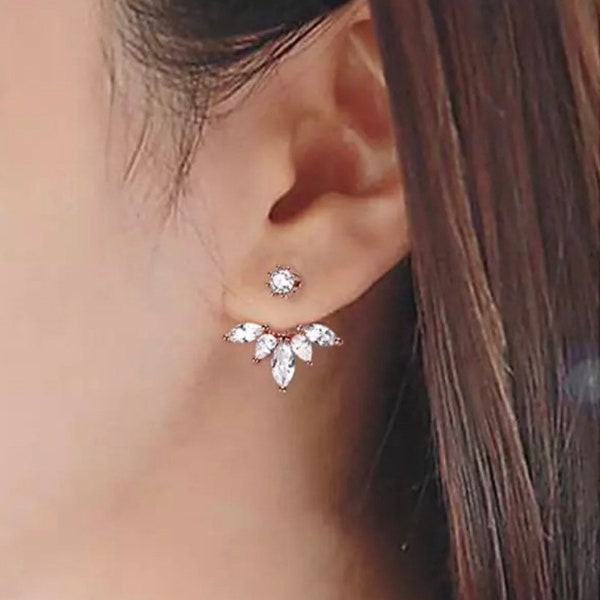 Crystal Flower Jacket Earrings