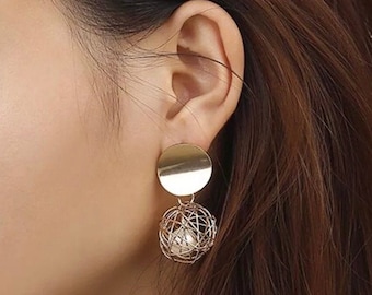 Clearance*** Women's Gold Round Geometric Earrings UK