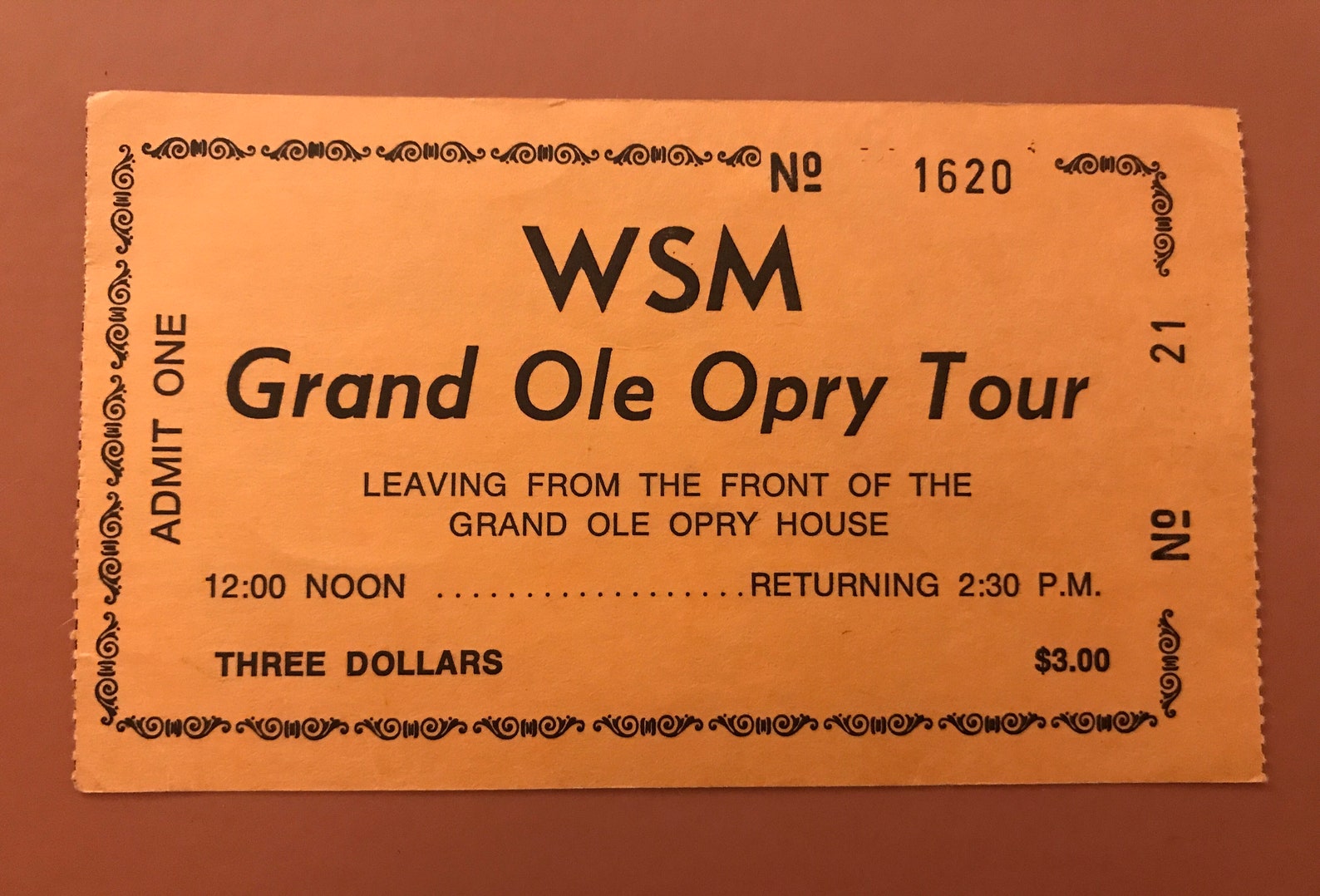 Vintage Grand Ole Opry Tour Ticket Nashville Souvenir Etsy