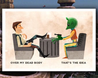 Art Print - Han Solo and Greedo Showdown in the Mos Eisley Cantina