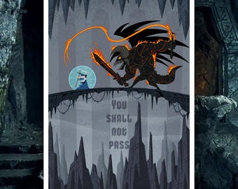 Art Print - Gandalf Vs Balrog - You Shall Not Pass!