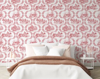 Toile De Jouy Wallpaper Etsy Toile De Jouy Wallpaper Etsy