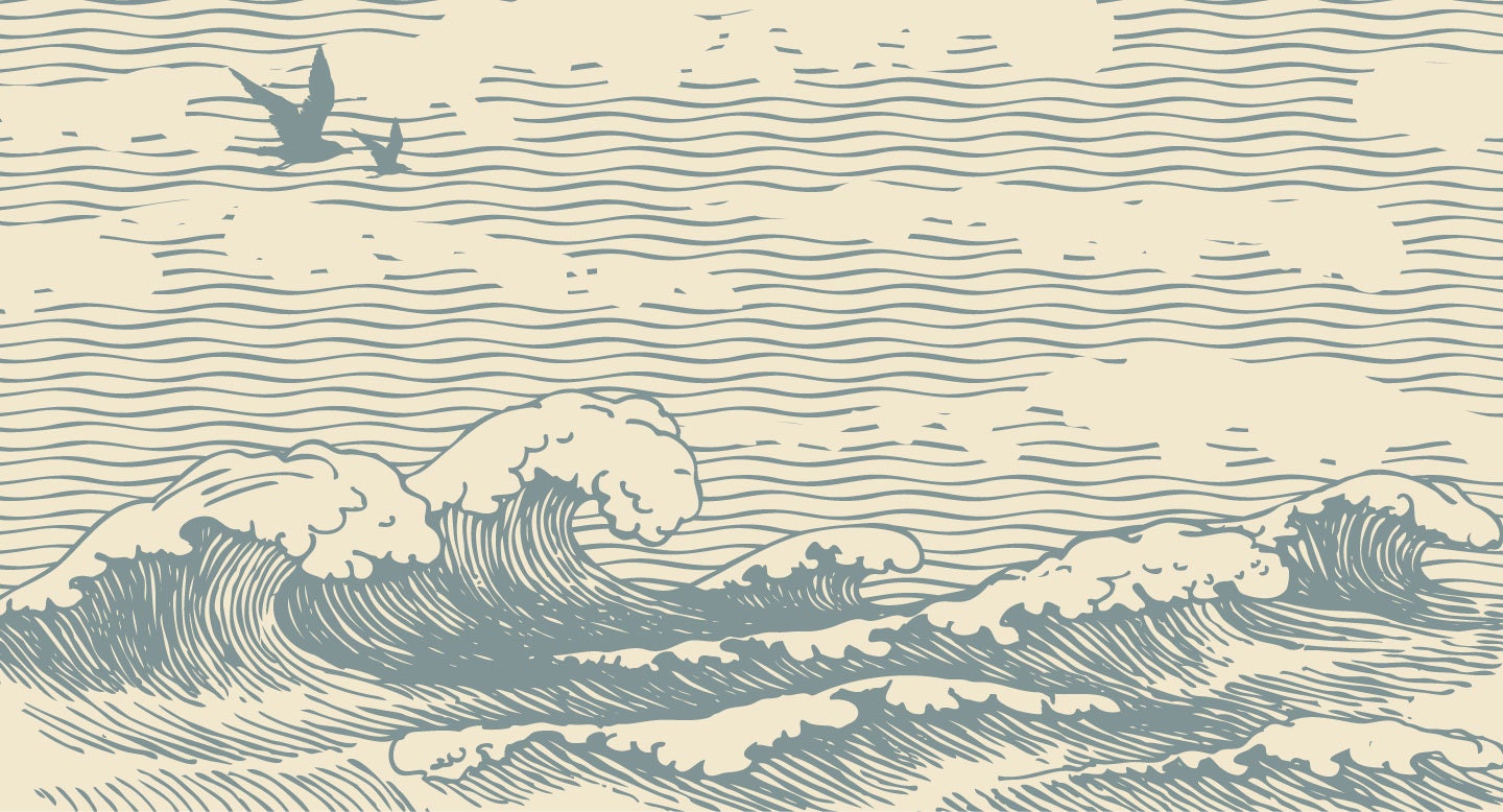 Vintage Waves Wallpaper Vintage Ocean Wallpaper Waves Wall - Etsy Denmark