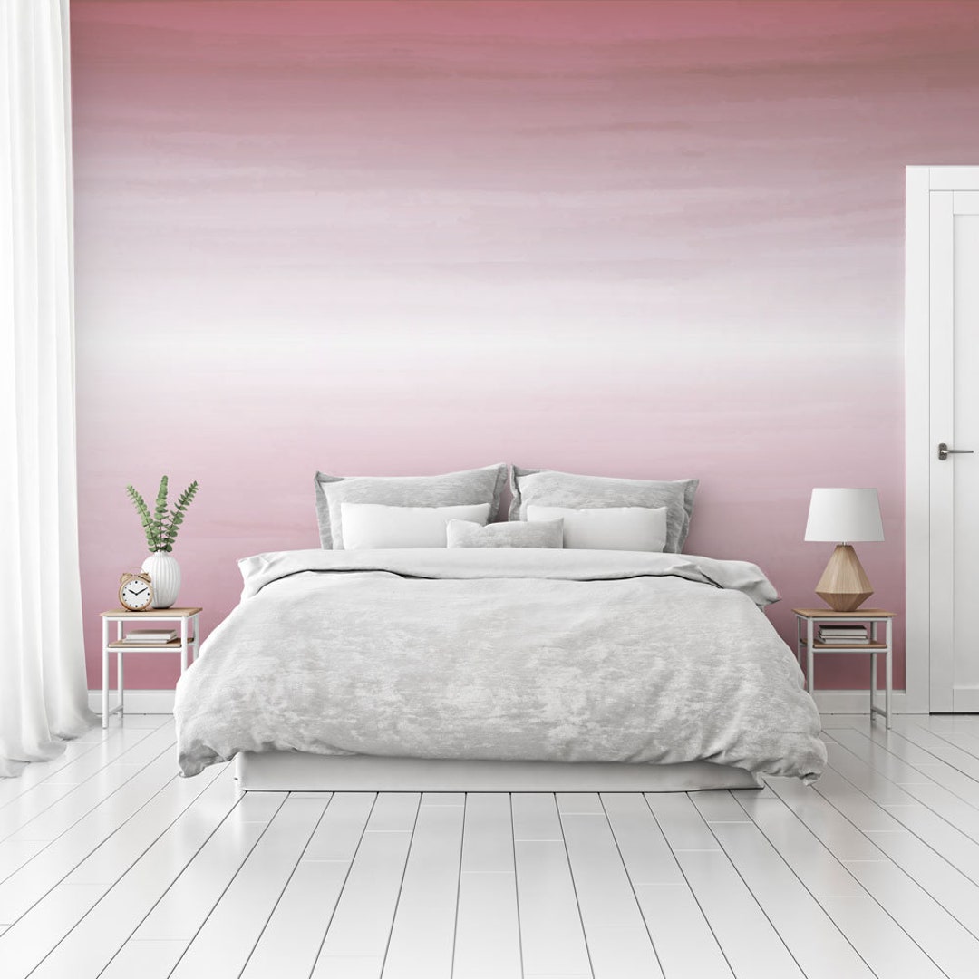 Pink Watercolor Horizon Ombre Pink Wallpaper Twilight - Etsy