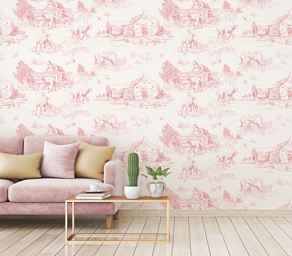 French Toile wallpaper French country wallpaper scenic | Etsy