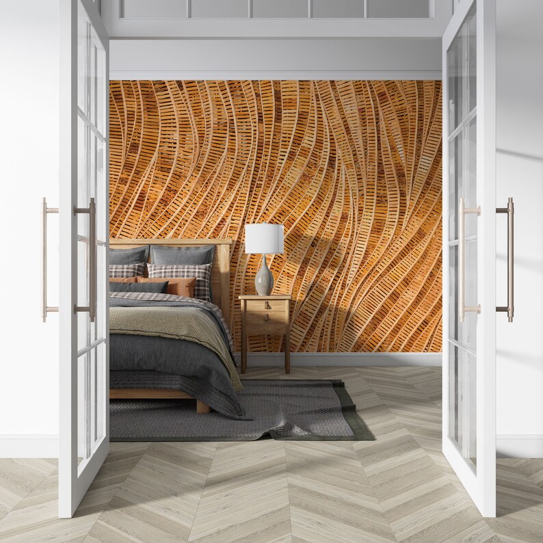 Rattan Wallpaper-bohemian Wallpaper-boho Chic Wallpaper-wood | Etsy