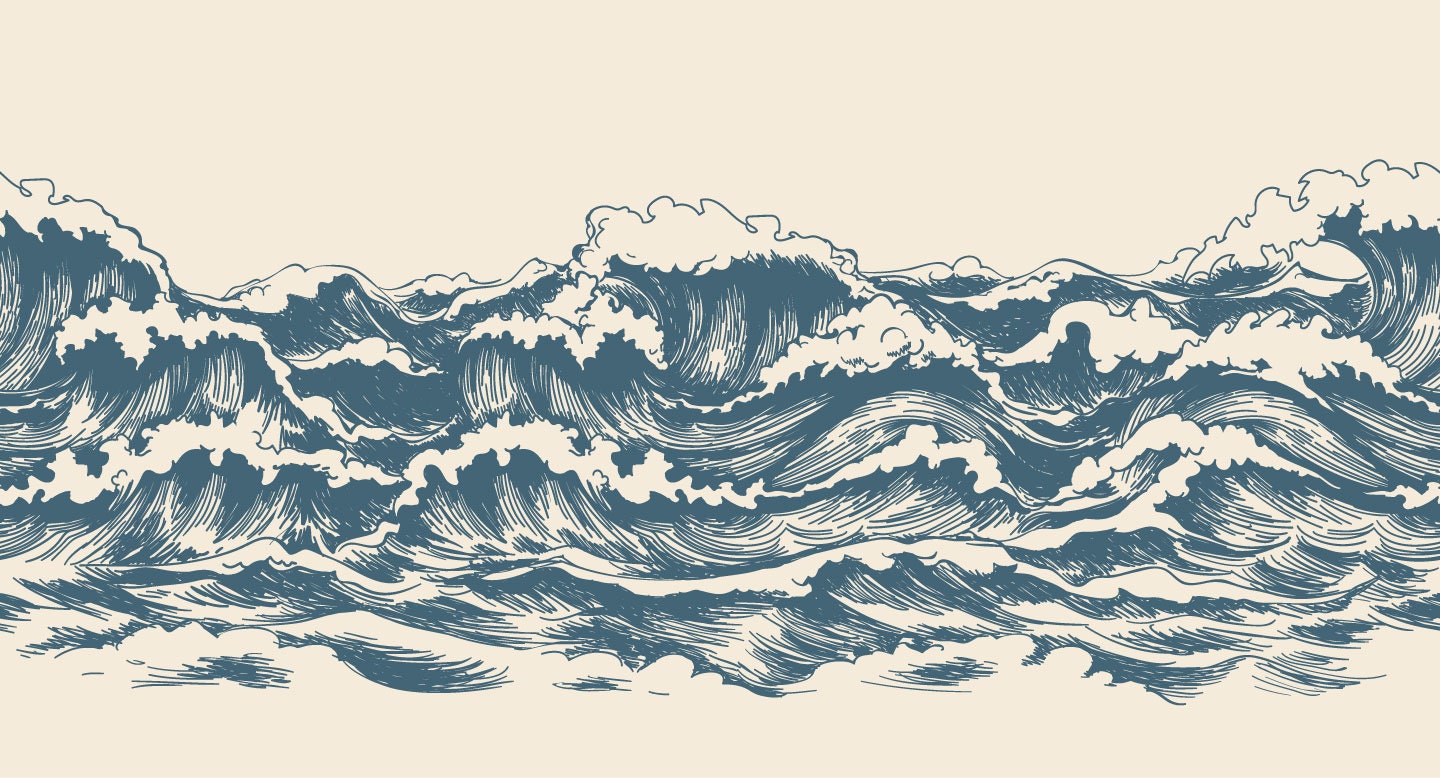 Waves wallpaper beach wallpaper-vintage waves | Etsy