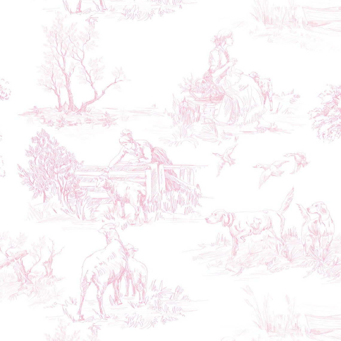 French toiles light pink removable The Shepherdess toile Etsy