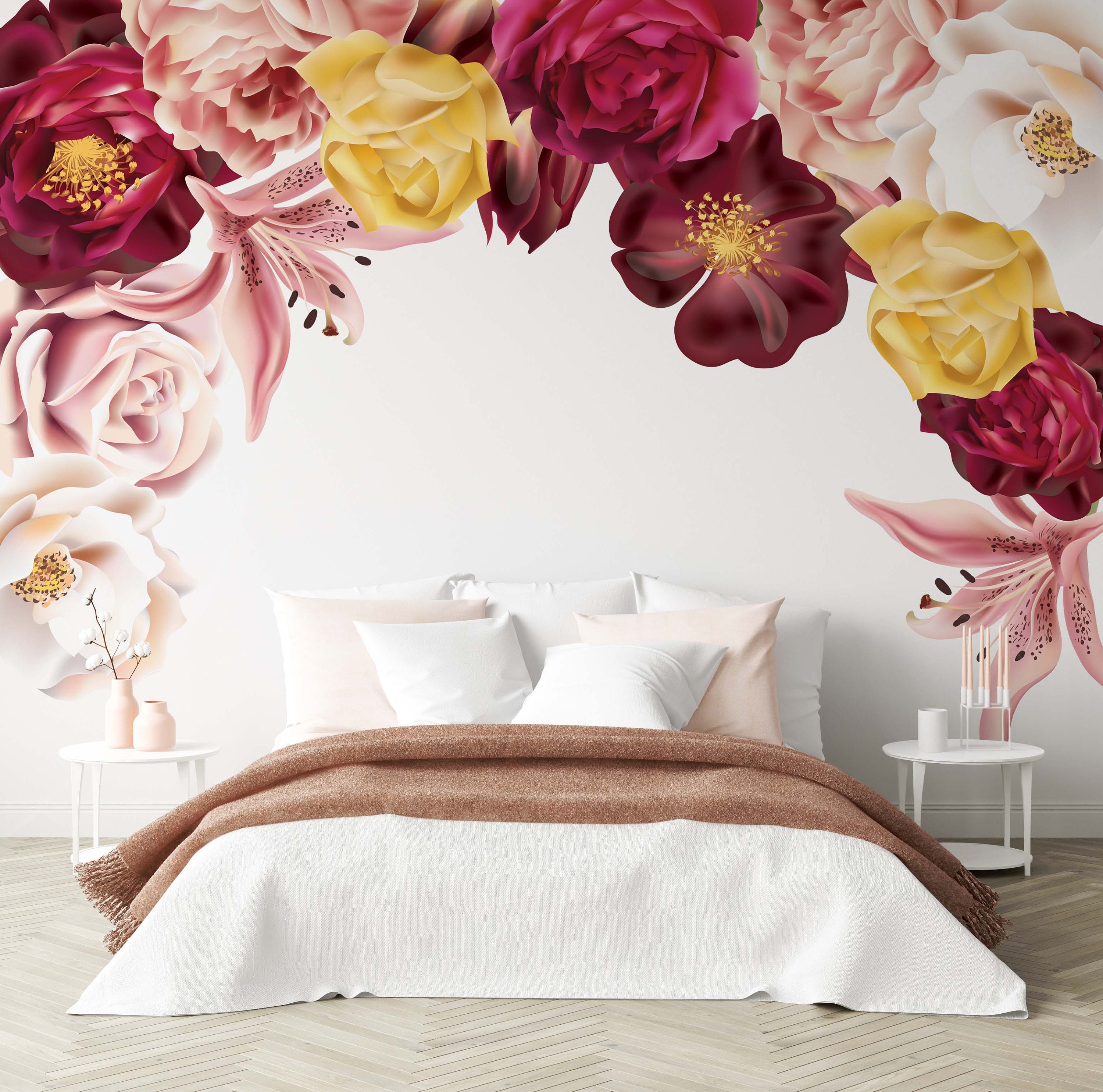 Floral Crown Wallpaper .flower Wallpaper .self Adhesive | Etsy