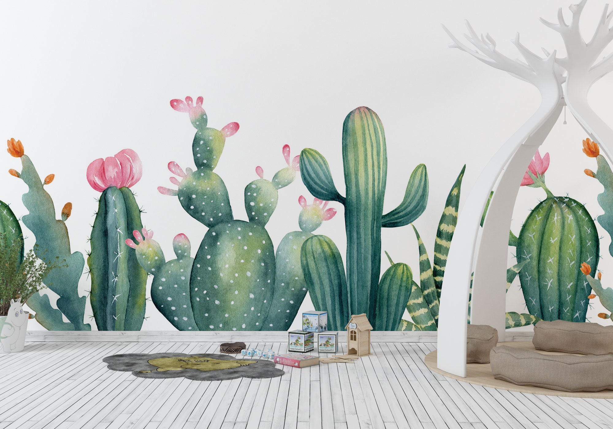 Download Pastel Blue Green Cute Cactus Wallpaper  Wallpaperscom