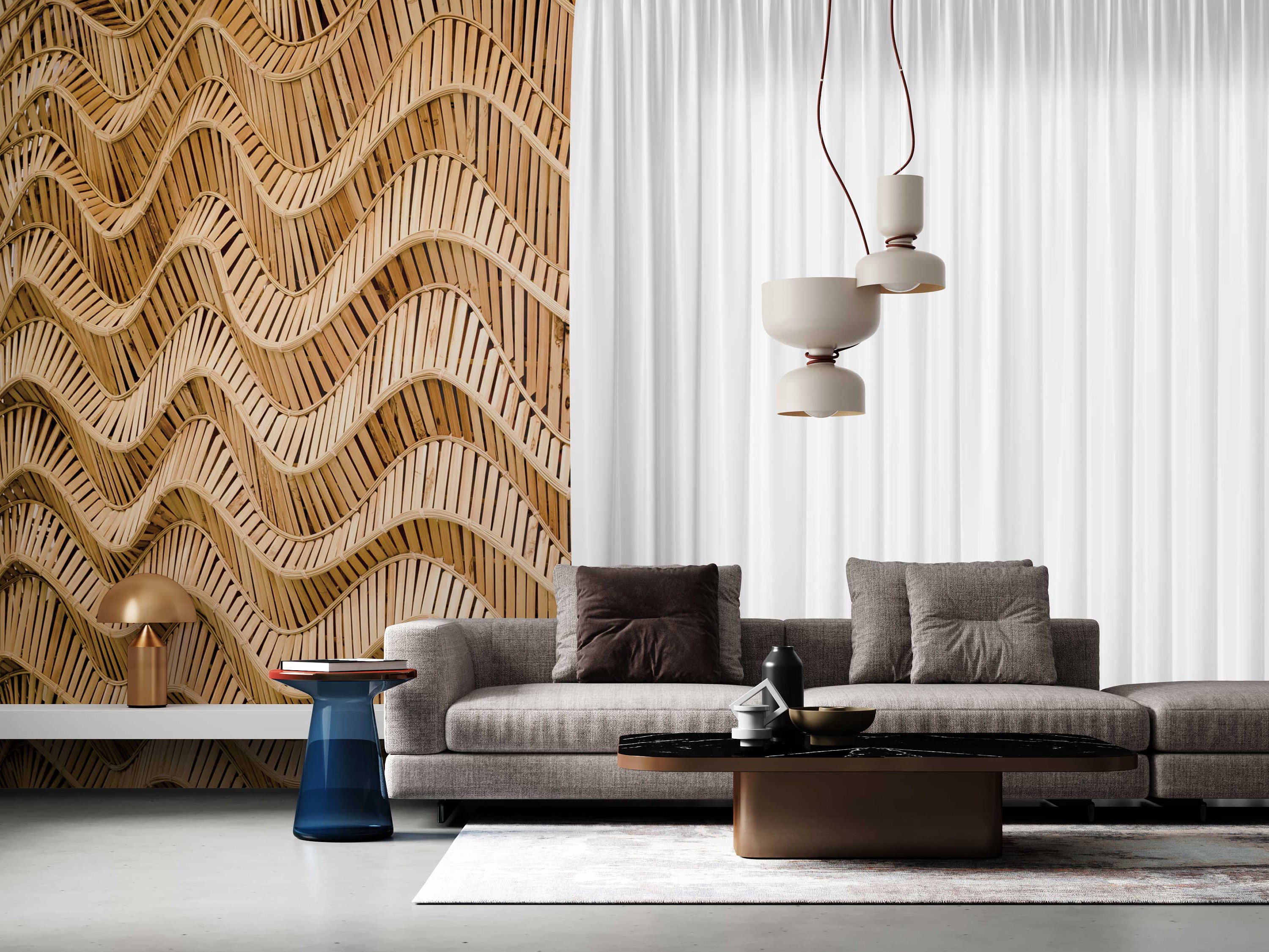 Rattan wallpaper wood wallpaper-boho wallpaper wavy | Etsy