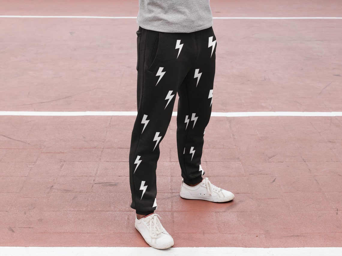 black lightning bolt sweatpants