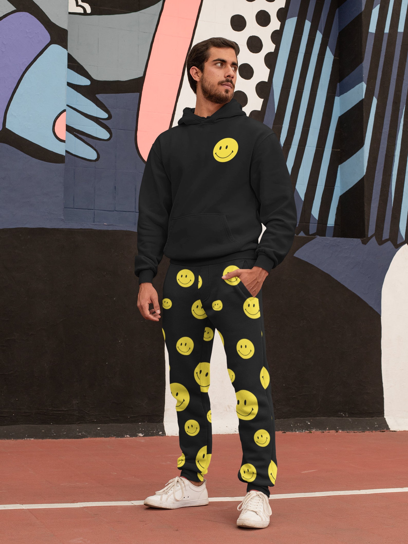 smiley face joggers