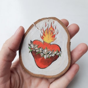 Immaculate heart of Mary painting on wood - Catholic art - Catholic wall decor - Catholic altar