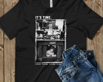 JFK Shirt, Father and Son, Unisex T-shirt, Vintage Look Black Tshirt