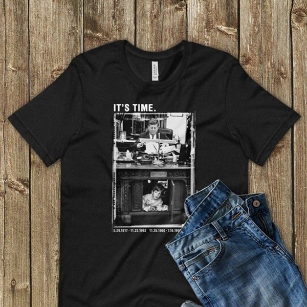 JFK Shirt, Father and Son, Unisex T-shirt, Vintage Look Black Tshirt