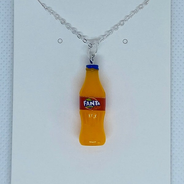 Fanta orange mini resin bottle charm necklace