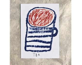 A7 Mini Print 'tea', printed on 100% recycled paper