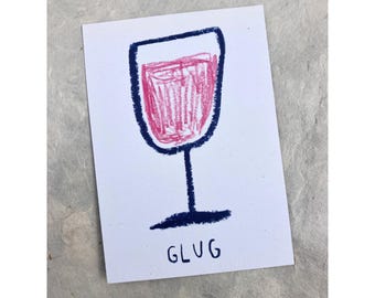 A7 Mini Print 'glug', printed on 100% recycled paper