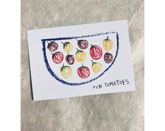 A7 Mini Print 'fun tomatoes', printed on 100% recycled paper