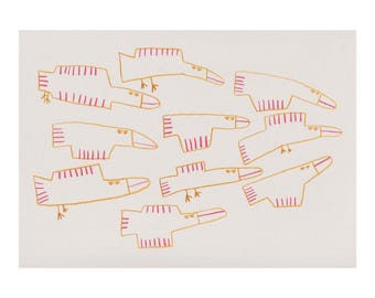 Impresión A5, 'El Equipo', ilustración de pájaro impresa en papel reciclado