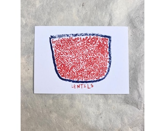 A7 Mini Print 'lentils', printed on 100% recycled paper