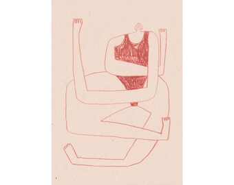 A5 print, 'Do not fret', illustration of swimmer printed on tree-free paper