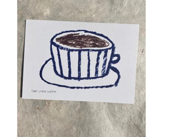 A7 Mini Print 'tiny little coffee', printed on 100% recycled paper