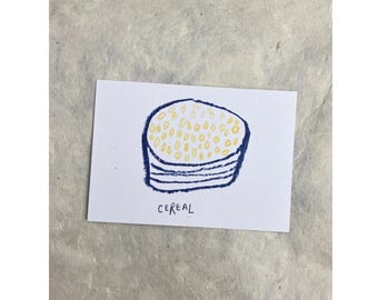 A7 Mini Print 'cereal', printed on 100% recycled paper