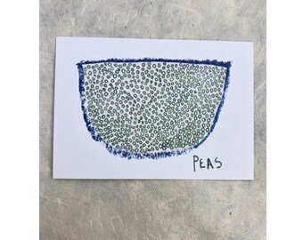 A7 Mini Print 'peas', printed on 100% recycled paper