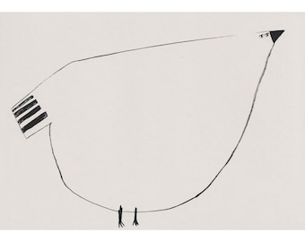 Lámina tamaño A5, «Chirp», ilustración de un pájaro impresa en papel reciclado.