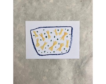 A7 Mini Print 'bows and peas, printed on 100% recycled paper