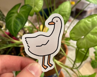 Cottagecore Cute White Goose Duck Matte Sticker - Goose Game - Laptop Water Bottle Hydroflask Kawaii Animal