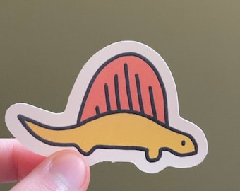 Little Yellow Dimetrodon Dinosaur Sticker - Matte Sticker - Kawaii Dinosaur - Dinosaur Sticker - Planner Sticker