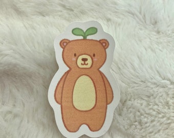 Leaf Bear Matte Sticker - Bear Sticker - Teddy Bear - Cottagecore Sticker - Handmade Sticker - Cute Teddy Bear