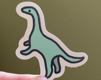 Cute Turquoise Dinosaur Matte Sticker - Kawaii Dinosaur - Dinosaur Sticker - Adorable Sticker - Planner Sticker