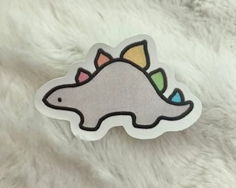 Gray Rainbow Stegosaurus Matte Sticker