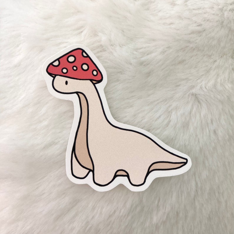 Cute Brontosaurus Dinosaurs Wearing Hats Matte Stickers Cottagecore Mushroom Watermelon Sticker Laptop Hydroflask Water Bottle Dino image 2