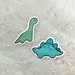 Green Spotted Brontosaurus and Blue Spotted Stegosaurus Vinyl Dinosaur Dino Stickers - Sticker Pack - Laptop Hydroflask Water Bottle Sticker 