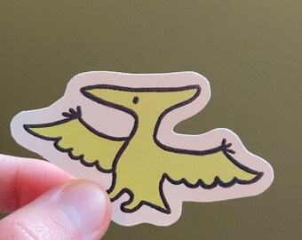 Light Green Pterodactyl Dinosaur Matte Sticker - Dino Sticker - Planner Sticker - Decal - Adorable Kawaii Sticker