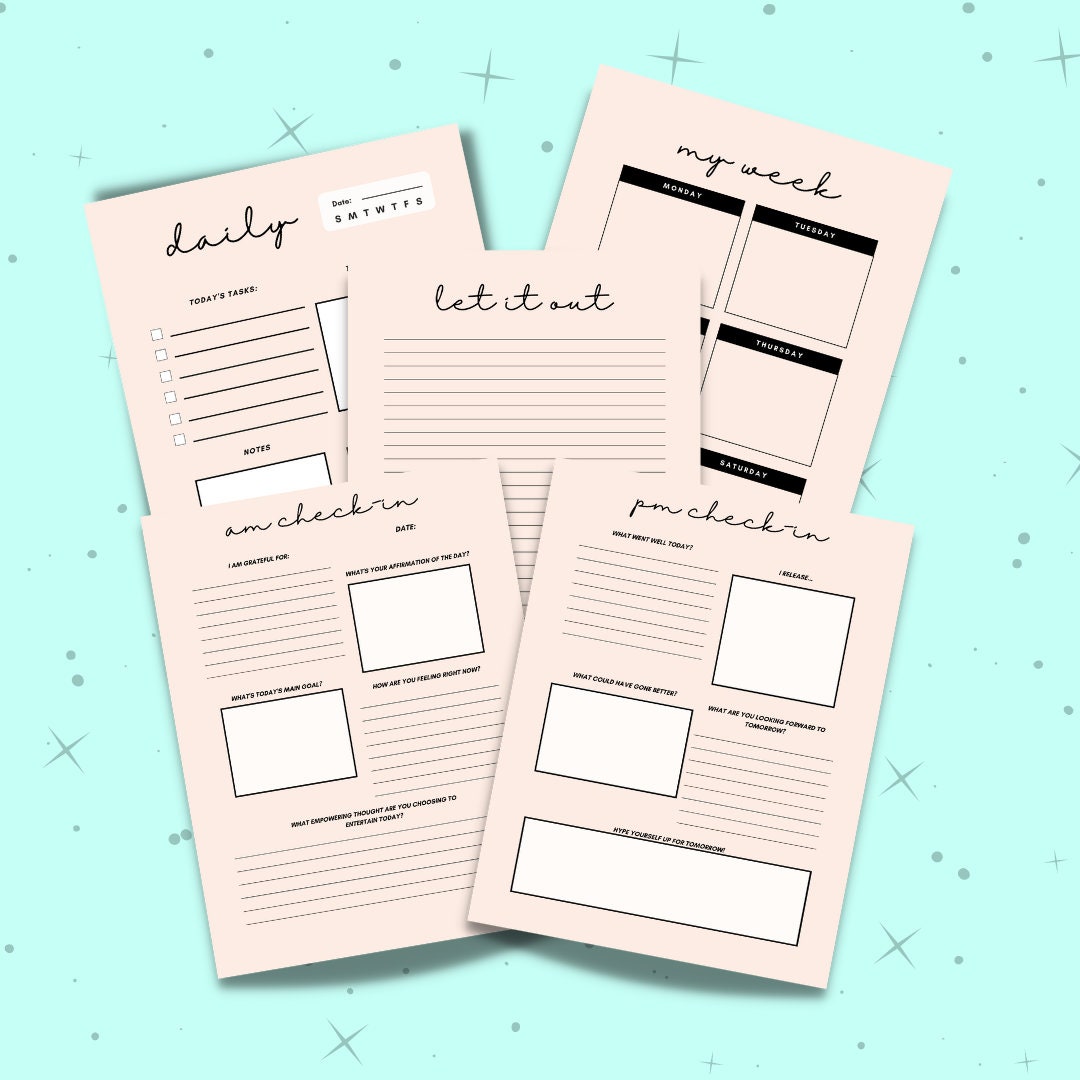 Daily Checkin Planner Writing Prompts Journal Selfcare, Personal