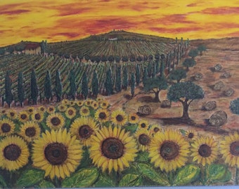 Girasoles al atardecer