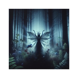 Square Stickers, Indoor/Outdoor - Dark Fairy in the Woods, Enchanted Forest Decals, Magical Fairy Tale Decor, Fantasy Vinyl Stickers,