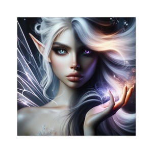 Square Stickers, Indoor Outdoor - Beautiful Light and Dark Fairy Sticker, Sparkle Magic Fantasy Decal, Enchanted Garden Laptop Decal,
