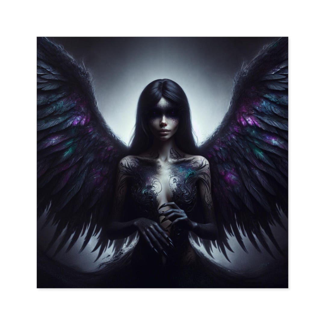 Square Stickers, Indoor\outdoor, Fallen Angel Design - Gothic Decal for ...