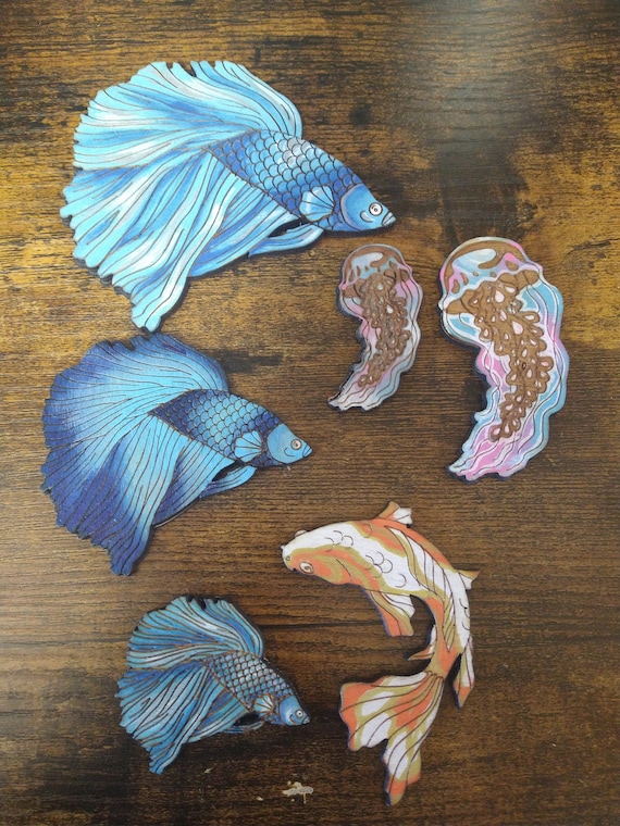 Magnets, Painted, Unpainted, Jelly Fish, Betta Fish, Koi Fish